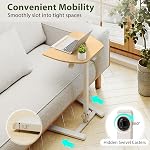 Tangkula Mobile Overbed Bedside Table with Wheels, Foldable Height Adjustable Standing Desk with Tilting Tabletop, Portable Pneumatic Sit-Stand Desk, Computer Laptop Podium Cart for Home, Office