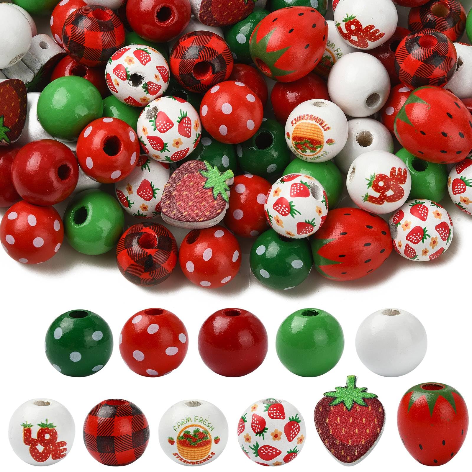 Perles en bois fraise pour fabriquer vos bijoux d'été et porte-clés