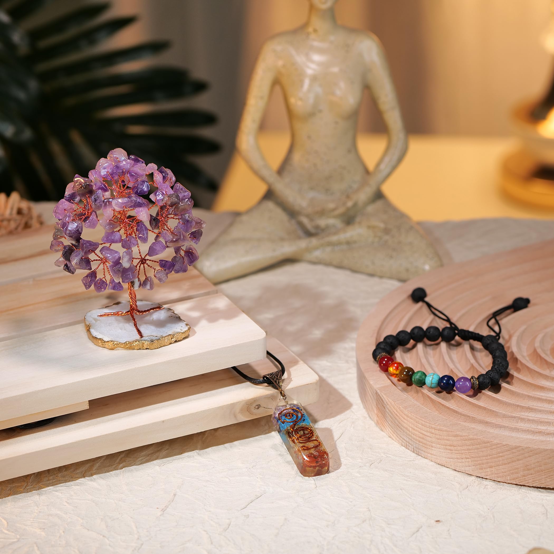 Arbre à Pierres Précieuses Bonsaï 7 Chakras – Décoration énergétique Feng Shui Pour Maison Ou Bureau