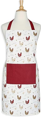 Miniatura 3 de Cackleberry Home Delantal de algodón con pechera de pollo de granja, correa ajustable con bolsillo