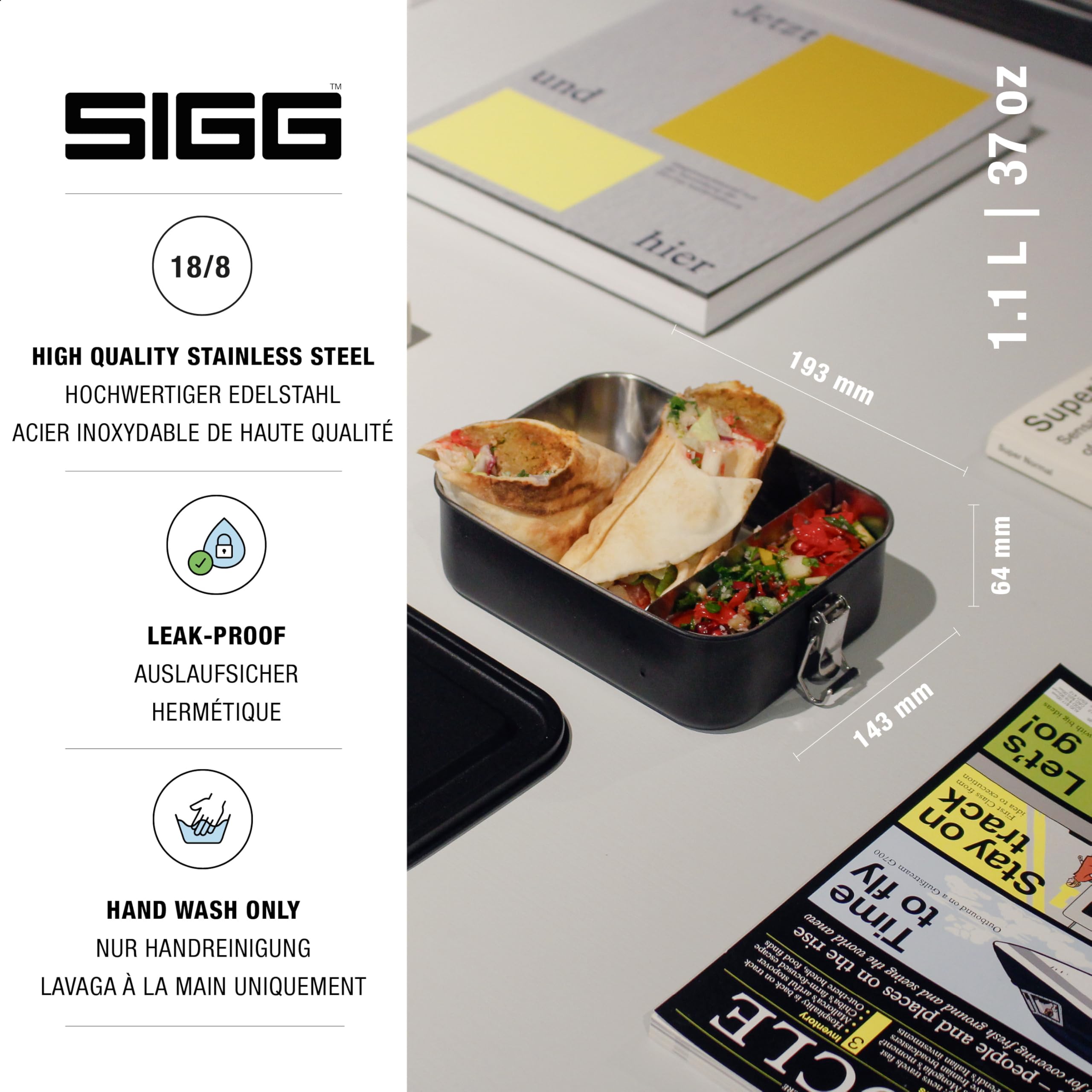 Amazon.com: Sigg - Gemstone Lunch Box Obsidian - Stainless Steel