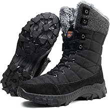 Maxome Mens Snow Winter Boots Warm Fur Lined Ankle Walking Boots for Men Waterproof Anti-Slip Mid Calf Hiking Walking Shoes Outdoor Lightweight Snow Shoes