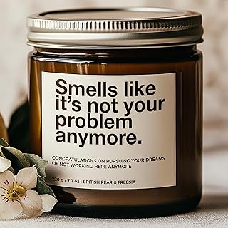 SIKO British Pear & Freesia Candles for Home Scented - Coworker Leaving Gifts for Women & Men - Scented Candles - Natural & Non Toxic-Goodbye Gifts - (7.7oz) (Not Your Problem)