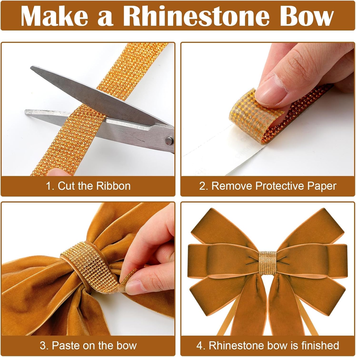 9 Pack Velvet Bows for Christmas Tree 18 x 8.7 Inches Large Velvet Christmas Wreath Bows with Clip Rhinestone Ribbon,Xmas Tree Topper Ornament for Home Indoor Outdoor Decoration(Gold)