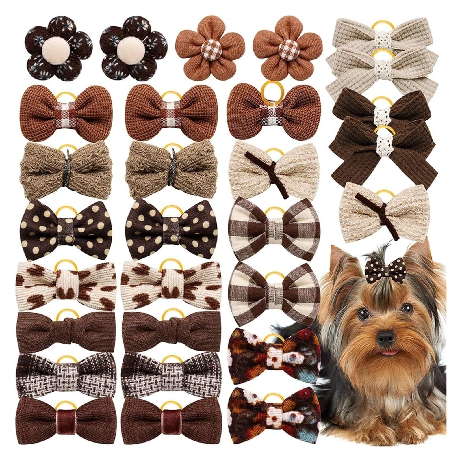 Pinces à cheveux for chien, nœuds de cheveux de chien 10 pièces nœuds de cheveux de chien bandes de caoutchouc for animaux de compagnie petit chien chat nœud papillon chiens mignons nœuds for chiens t