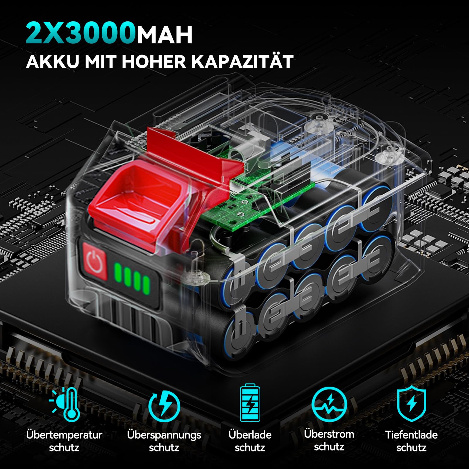 Yofidra Llave de Impacto Inalámbrica sin Escobillas 1700 Nm,1/2" Llave de Impacto Eléctrica 2 Batería 3000 mAh, 3 velocidades, luz LED, 4 vasos, Pistola de Impacto Baterías para y maquinaria pesada