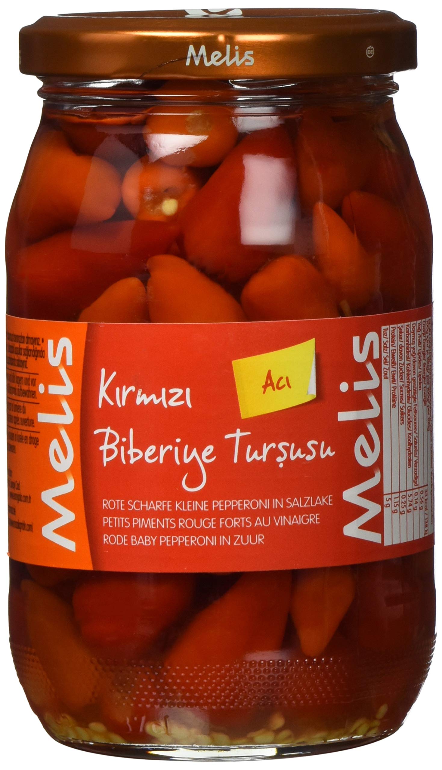 Melis Eingelegte rote "Baby" Peperoni, sehr scharf Biberiye, 6er Pack (6 x 335 g)