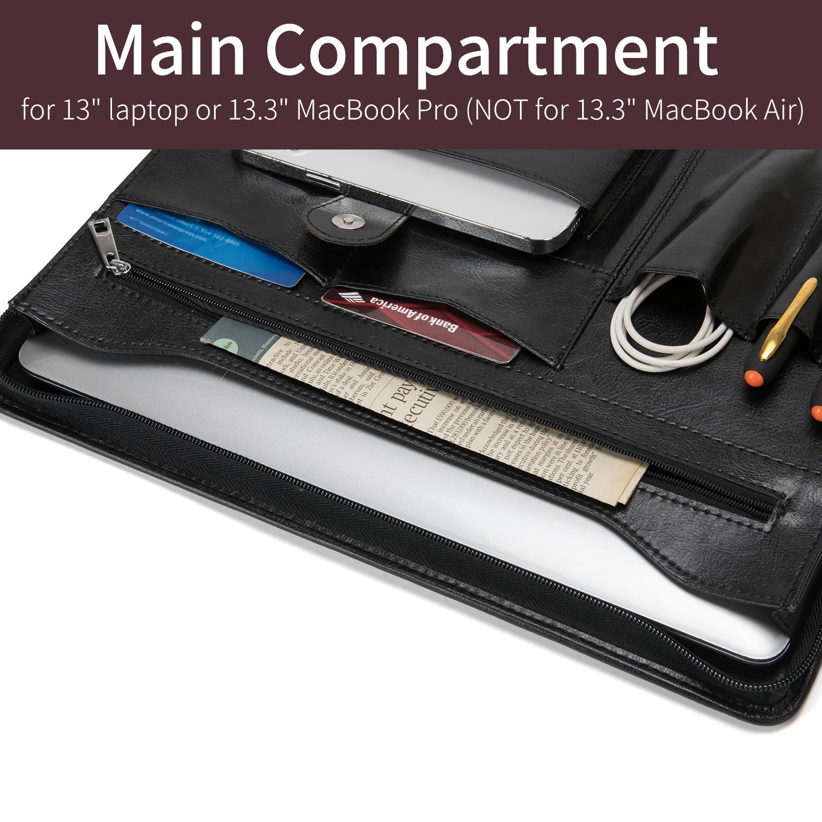 Personalized Leather Portfolio, 8.5 X 11 Padfolio, A4 Letter Size Notepad/Legal Pad Padfolio, Organizer For Letter Size Writing Pad D313 Brown / No - View #4