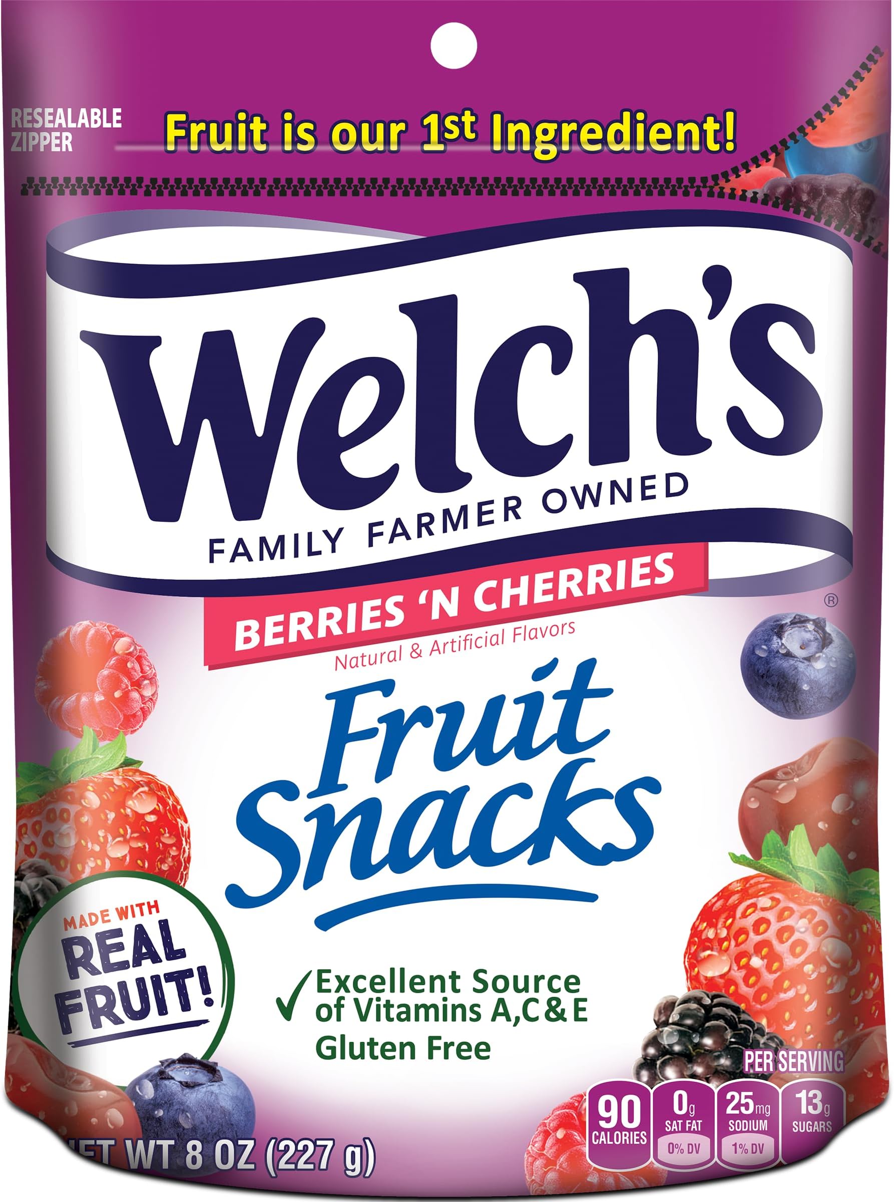 WELCH?S Fruit Snacks, Berries 'n Cherries, 237 ml