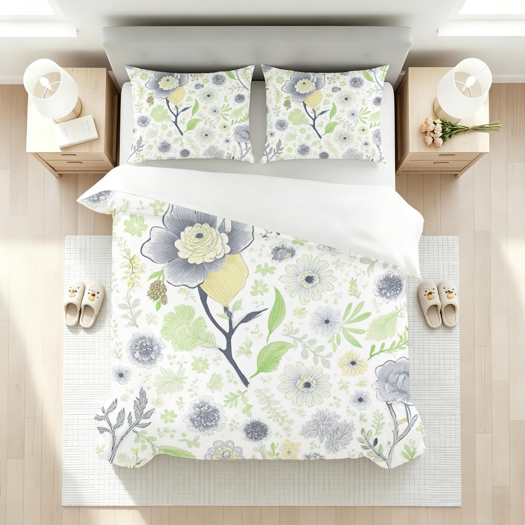 Copripiumino Matrimoniale Foglie Bianche 260x240, AW5484 | Traspiranti Durevoli Copripiumino per Tutta la Famiglia, Biancheria da Letto Matrimoniale Microfibra per Tutte le Stagioni