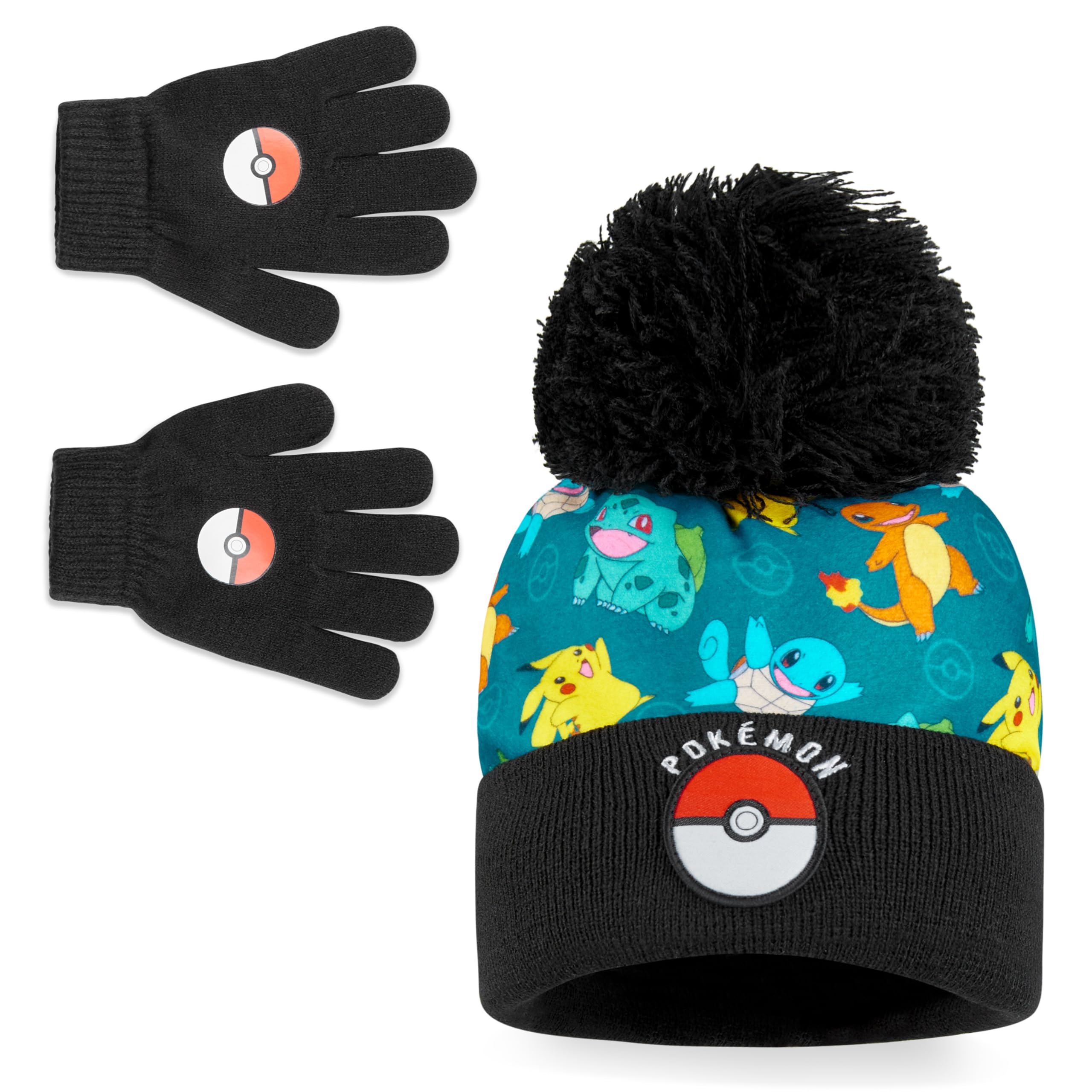 Pokémon Conjunto Bufanda Gorro y Guantes Niño o Guantes y Gorro, Accesorios de Invierno, 4-12 Años, Pikachu Regalos de Anime