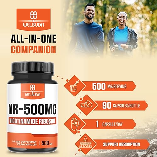 Miniatura 6 de Suplemento NAD+ con ribósido de nicotinamida 500 mg - Energía celular y reparación, envejecimiento saludable, bienestar - 90 cápsulas - Suministro