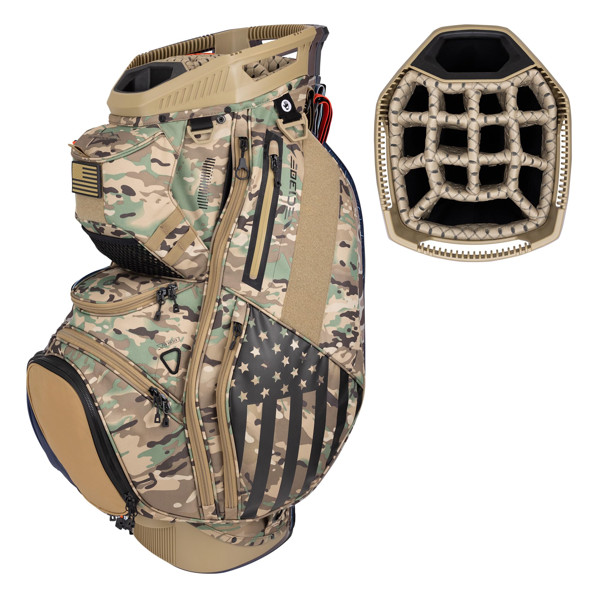 Sun Mountain 2025 C-130 14 Way Golf Bag with Full-Length Dividers and 11 Pockets for Ultimate Convenience - Lightweight Golf Cart Bag with Cart Strap Pass-Through Ideal for Golf Carts - Sand Camo