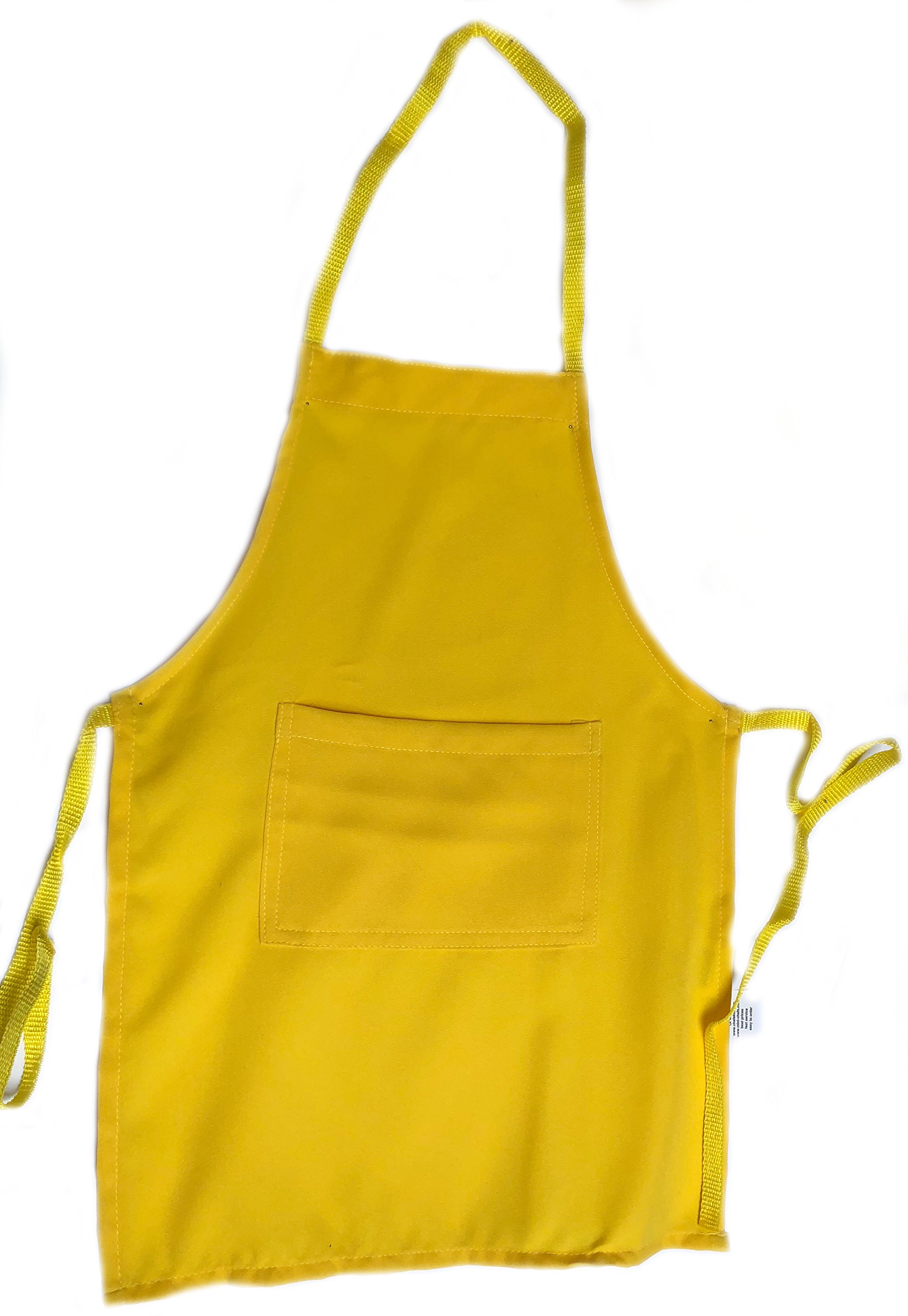 CHEFSKIN Yellow Medium Lot of 5 Chef Aprons Real Fabric Pocket Lightweight