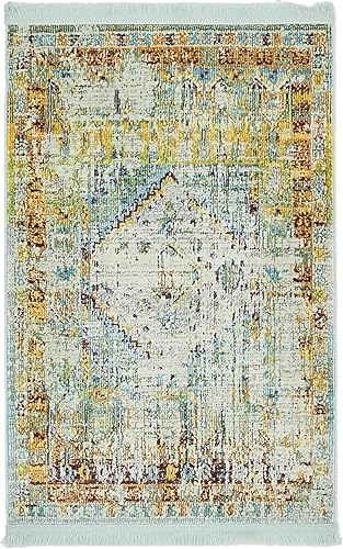 Miniatura 10 de Tapete abstracto Unique Loom, colección Estrella, moderno, multiárea, Polipropileno, celesteturquesa