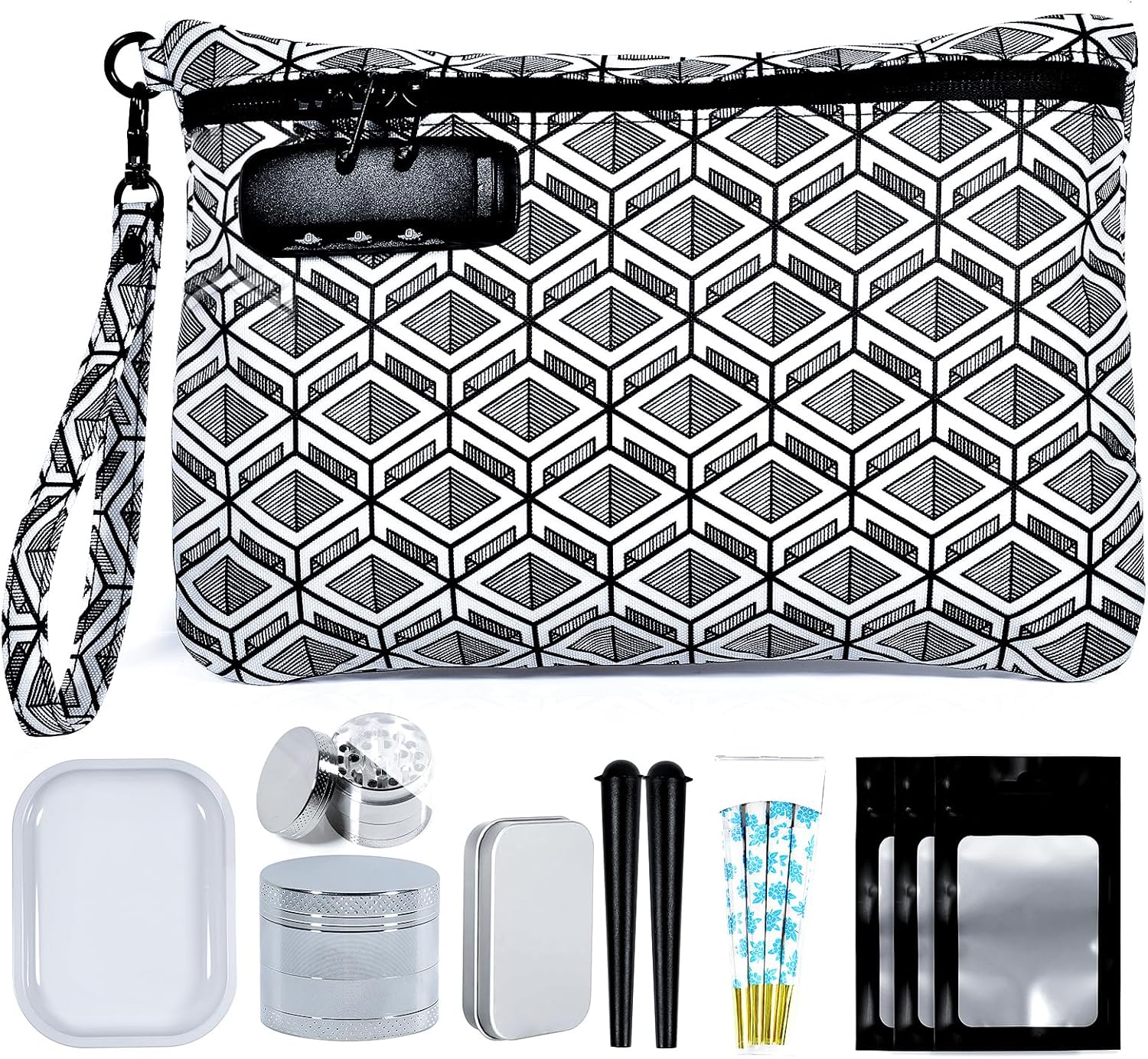 Smell proof bag with combo lock large stash container