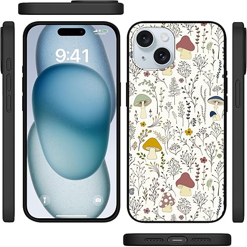 Miniatura 4 de Funda de hongos para iPhone 15 de 6.1 pulgadas, diseño de plantas silvestres para iPhone 15, funda para mujeres, niñas y hombres, TPU suave, a