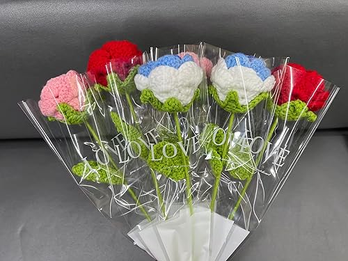 Miniatura 4 de TIAN Dream Paquete de 6 ramos de rosas artificiales tejidas a mano, un regalo eterno para niñas, madres, mujeres, amigas, decoración del hogar,