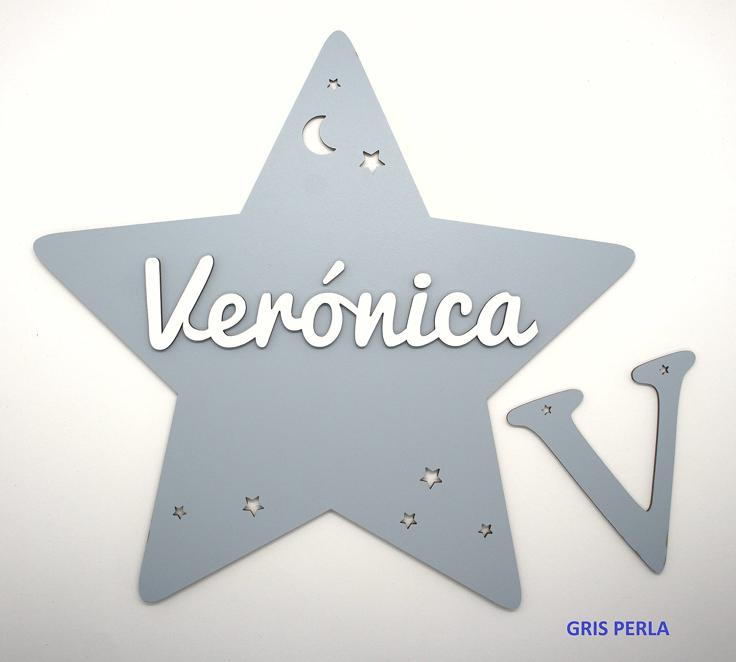 Placa estrella de madera personalizada con nombre. COLORES VARIOS