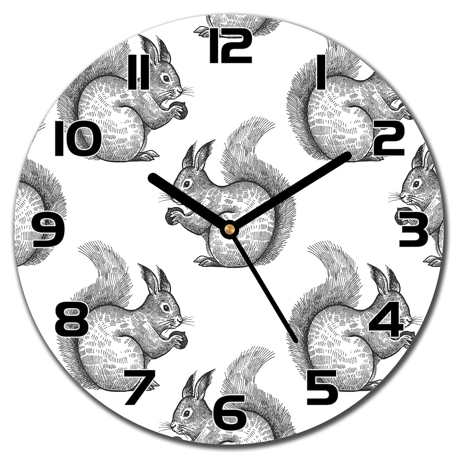 Horloge en verre murale 30 cm Coloray pour salon avec aiguilles noires