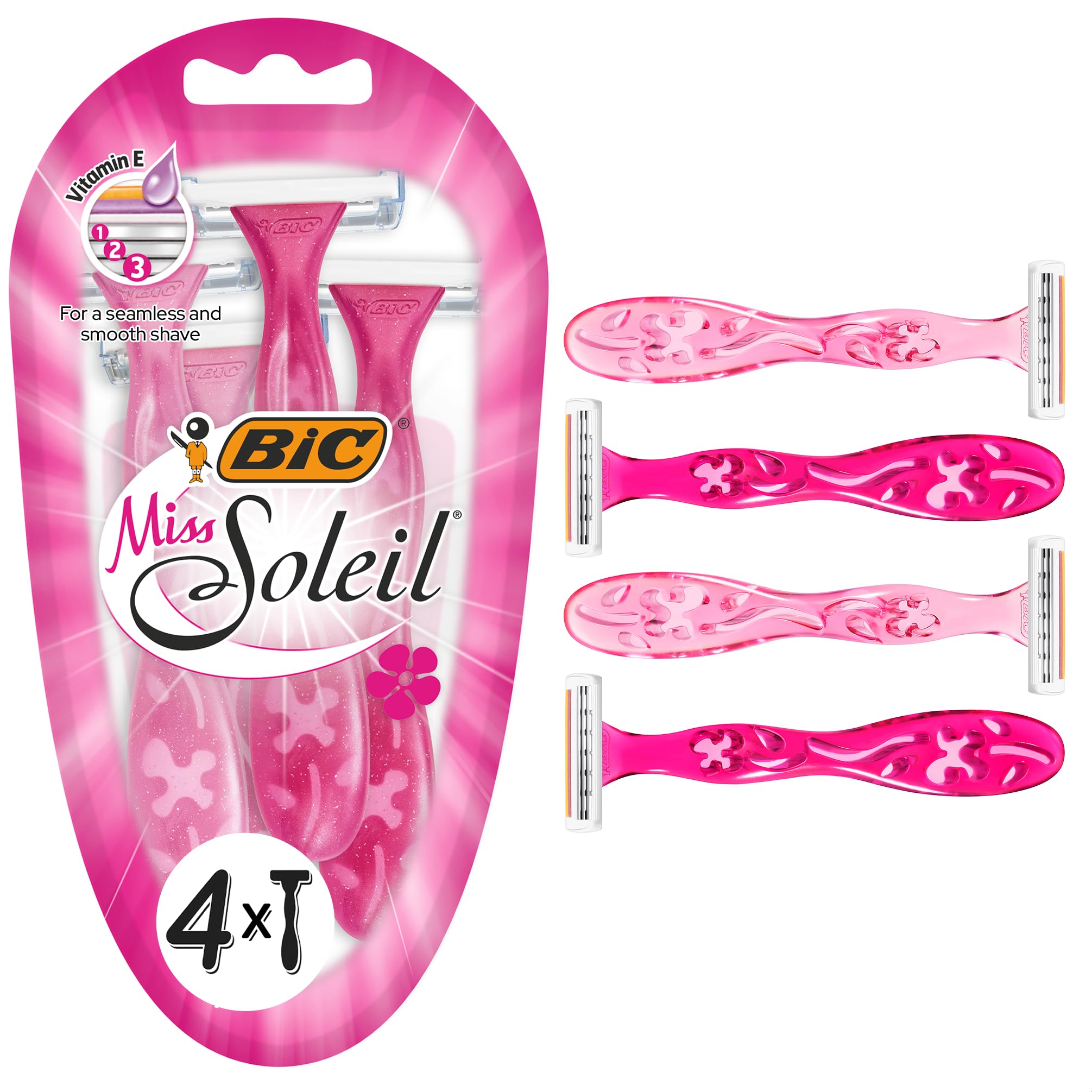 Bic Miss Soleil Disposable Women's Razors, 4 Count, Pack of 4