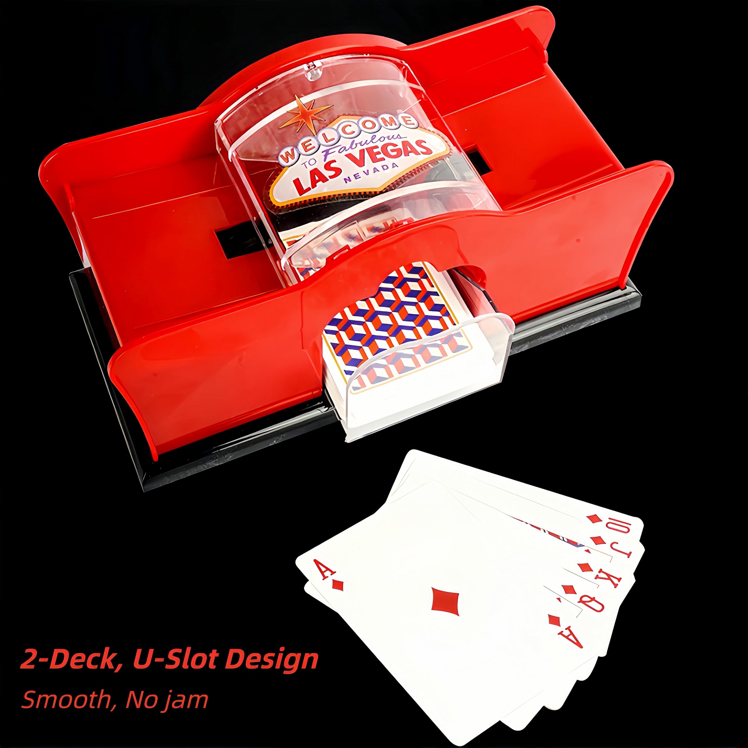 VQP Manual Hand Crank Card Shuffler, 2 Deck Casino Card Shuffler, Manual Card Mixer Shuffling Machine for UNO Five Crowns Poker UNO Texas Hold Em Blackjack