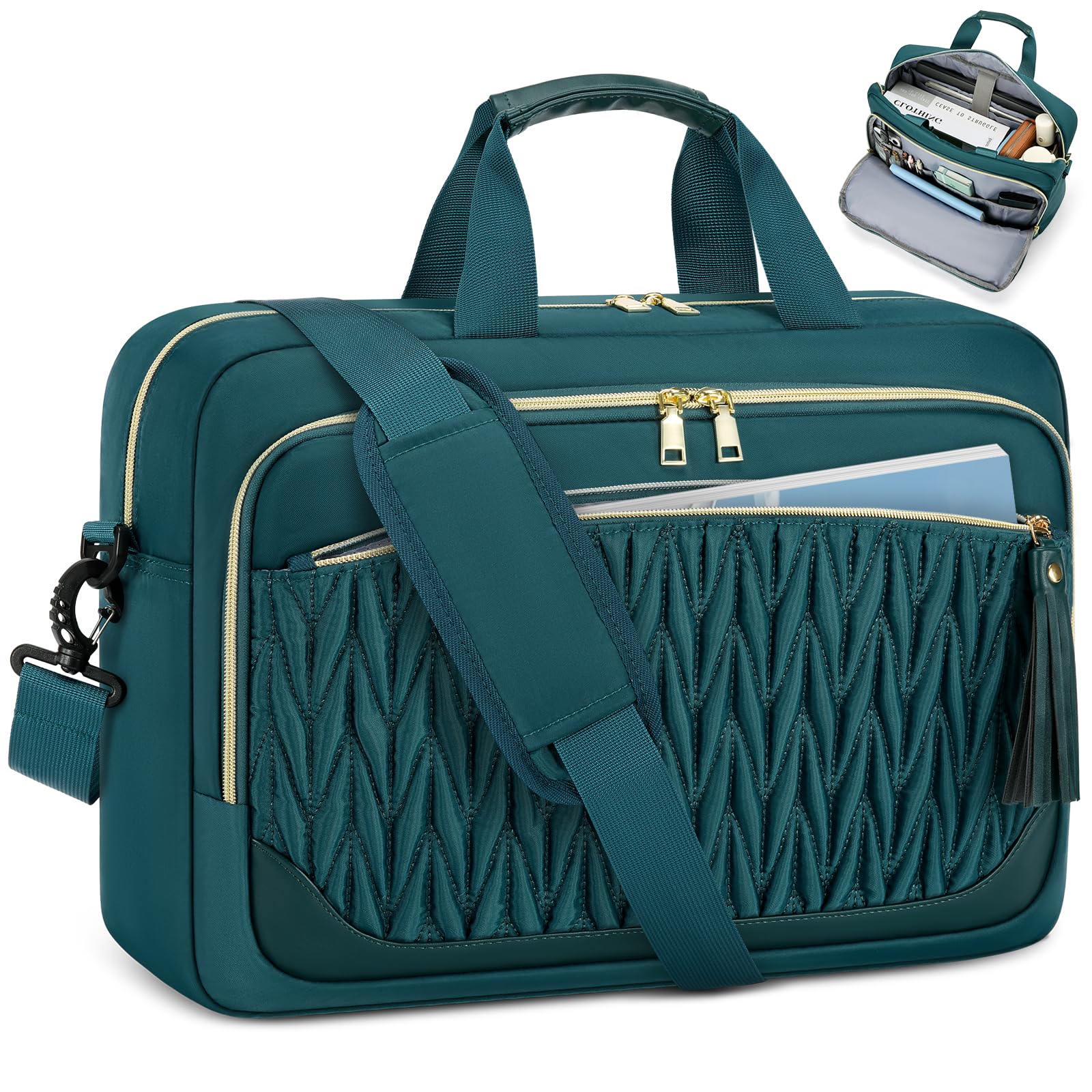 RAINSMORE Borsa Porta PC 17.3 Pollici Capiente Borsa Lavoro Donna Impermeabile Borse Computer Messenger Portadocumenti per Ufficio Università Insegnante Nero