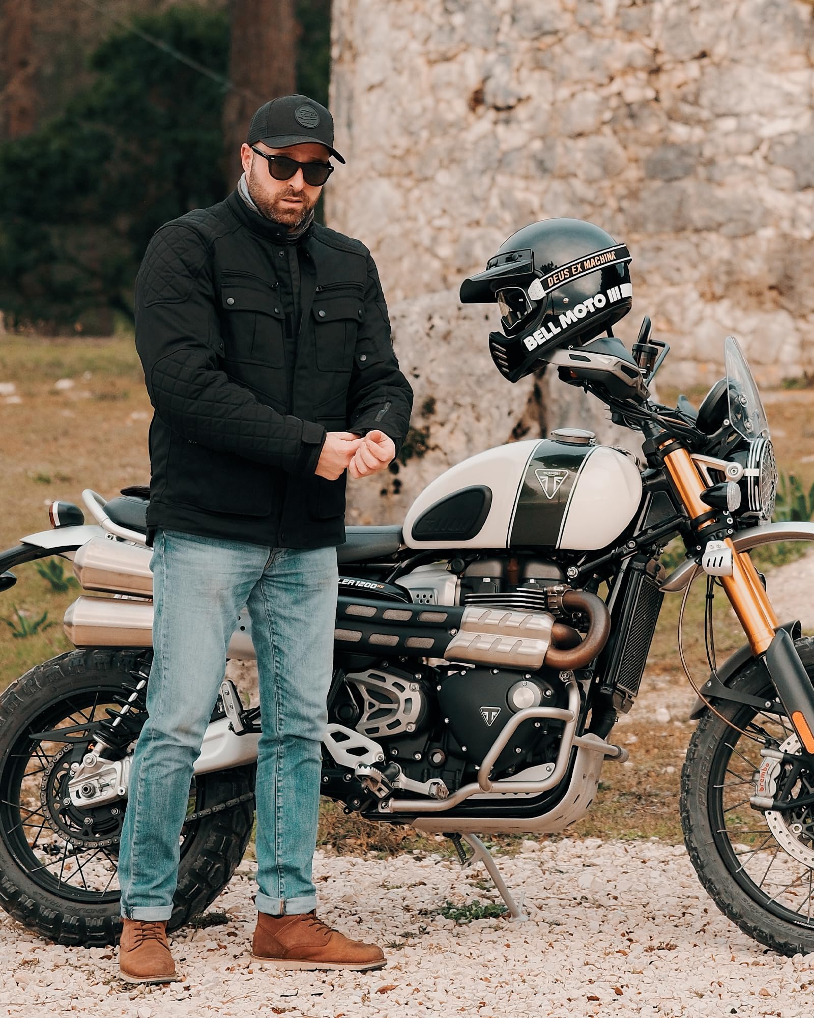 RIDEIRON Chaqueta Moto Hombre Invierno Protección CE Forro Extraíble Equipo de Protección Moto Casual Vintage Negro