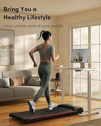 Miniatura 2 de FEZIBO Almohadilla para caminar 2 en 1, caminadora debajo del escritorio para oficina en casa, máquina portátil para caminar trotar con control