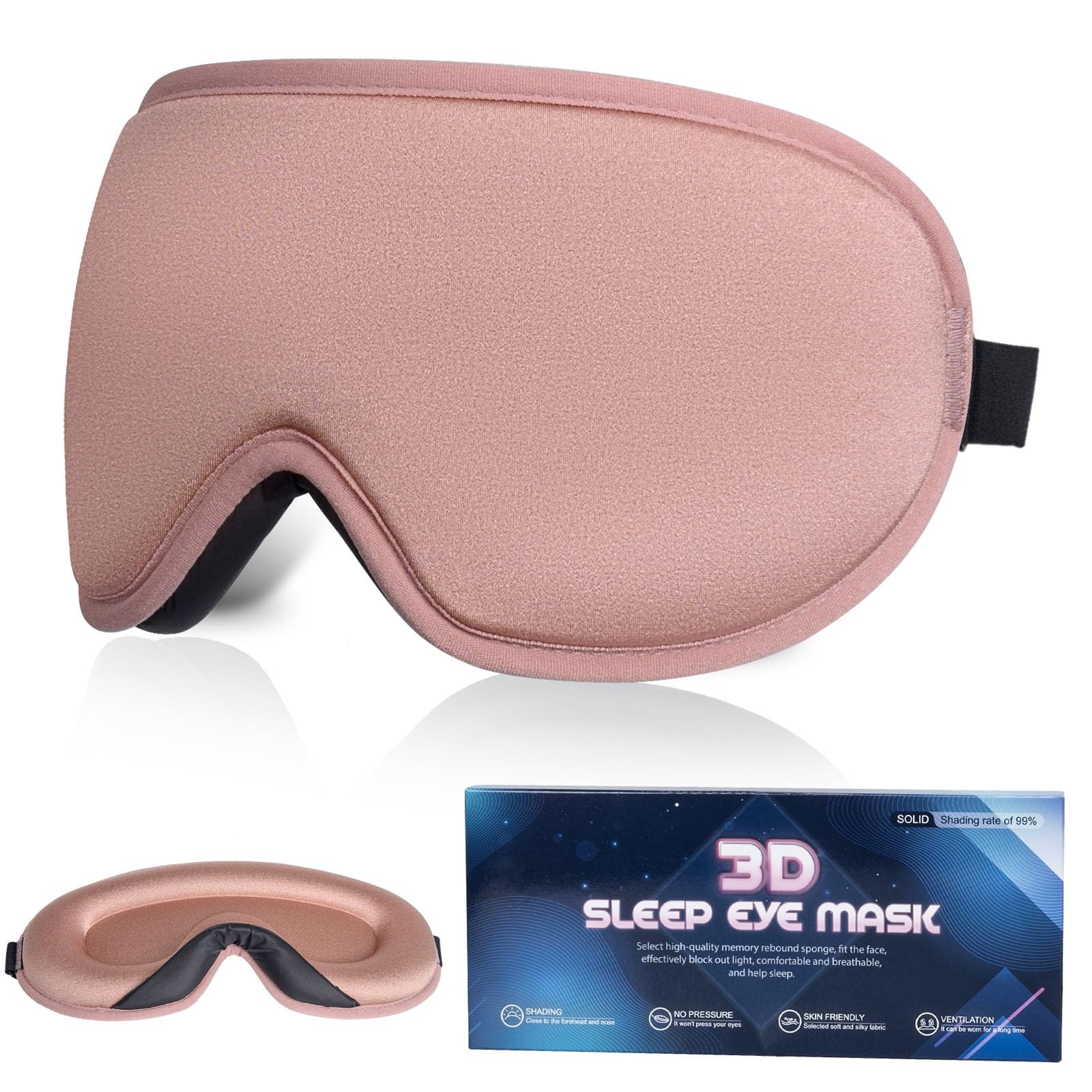 Sleep Eye Mask, 3D Contoured Mask Light Blocking for Women and Men, Soft Comfortable Night...