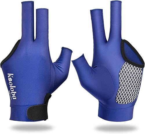 Guante de piscina para mano izquierda, guante de billar de 3 dedos y billar para hombres y mujeres con velcro ajustable