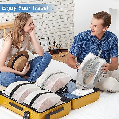 Miniatura 4 de MISSLO Bolsas impermeables para zapatos de viaje, paquete de 4, bolsa de almacenamiento de zapatos XXL, bolsa transparente para zapatos, bolsa