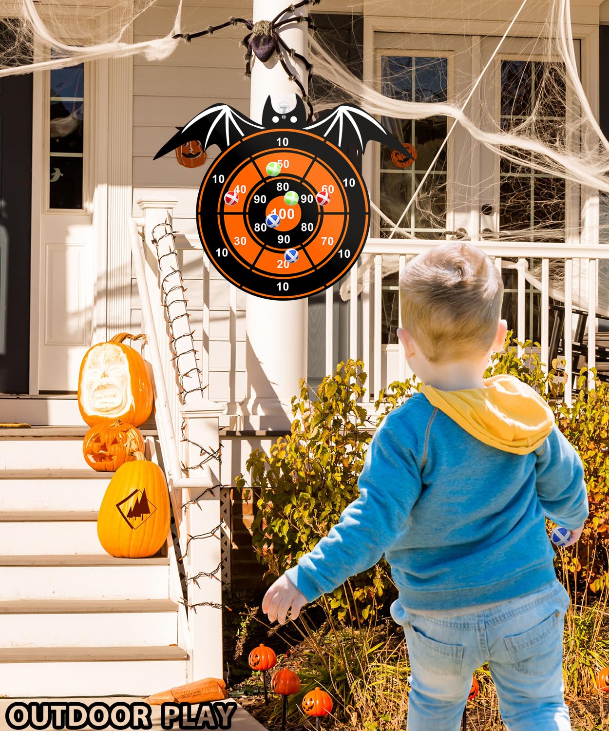 Cible De Fléchettes Halloween Double Face – 66 Cm, Jeu De Lancer Avec Balles Molles