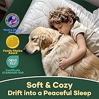 Vista 103 de OhGeni Protector de colchón 100% impermeable, sábana bajera con bolsillos profundos, material suave transpirable sin ruido de alta calidad, funda