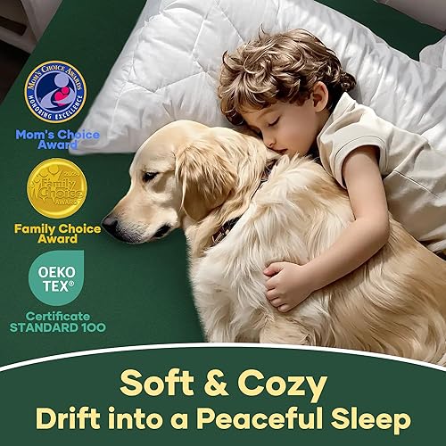 Miniatura 103 de OhGeni Protector de colchón 100% impermeable, sábana bajera con bolsillos profundos, material suave transpirable sin ruido de alta calidad, funda de