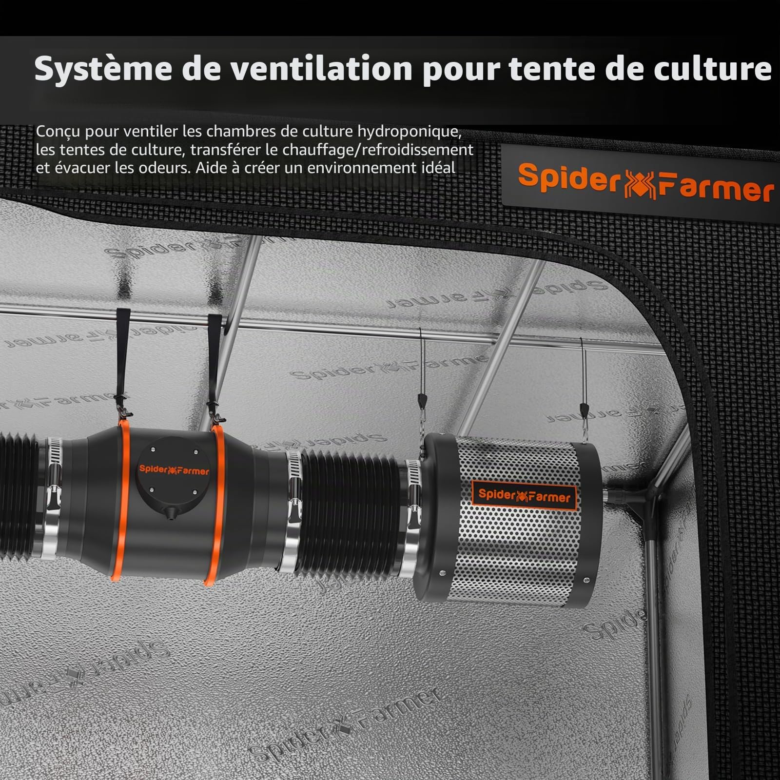 SPIDER FARMER 15,2cm Filtre à Charbon pour Tentes de Culture, Filtre à Air en Carbone avec Premium Australia Virgin Charcoal pour Tentes de Culture, Filtration de L'air, Hydroculture