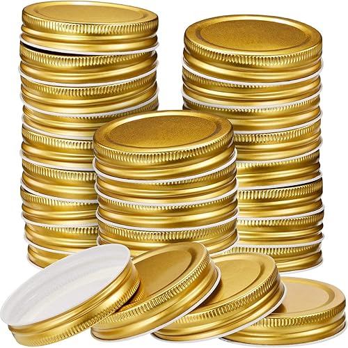 Miniatura 8 de Chuangdi Paquete de 30 tapas para tarros Mason a granel, tapas anchas de boca regular, a prueba de fugas, tapas sólidas de almacenamiento seguro