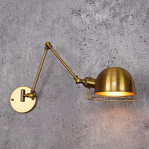 Miniatura 4 de Adjustable Swing Arm Wall Light Industrial Vintage Wrought Iron Sconce Telescopic Lighting Fixture for Loft Barn Cafe E26E27 Base(30 * 30cm)