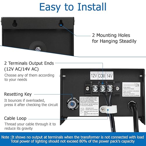 Miniatura 5 de SUNVIE Transformador de bajo voltaje de 300 W para iluminación de paisaje con temporizador y sensor de fotocélula, fuente de alimentación