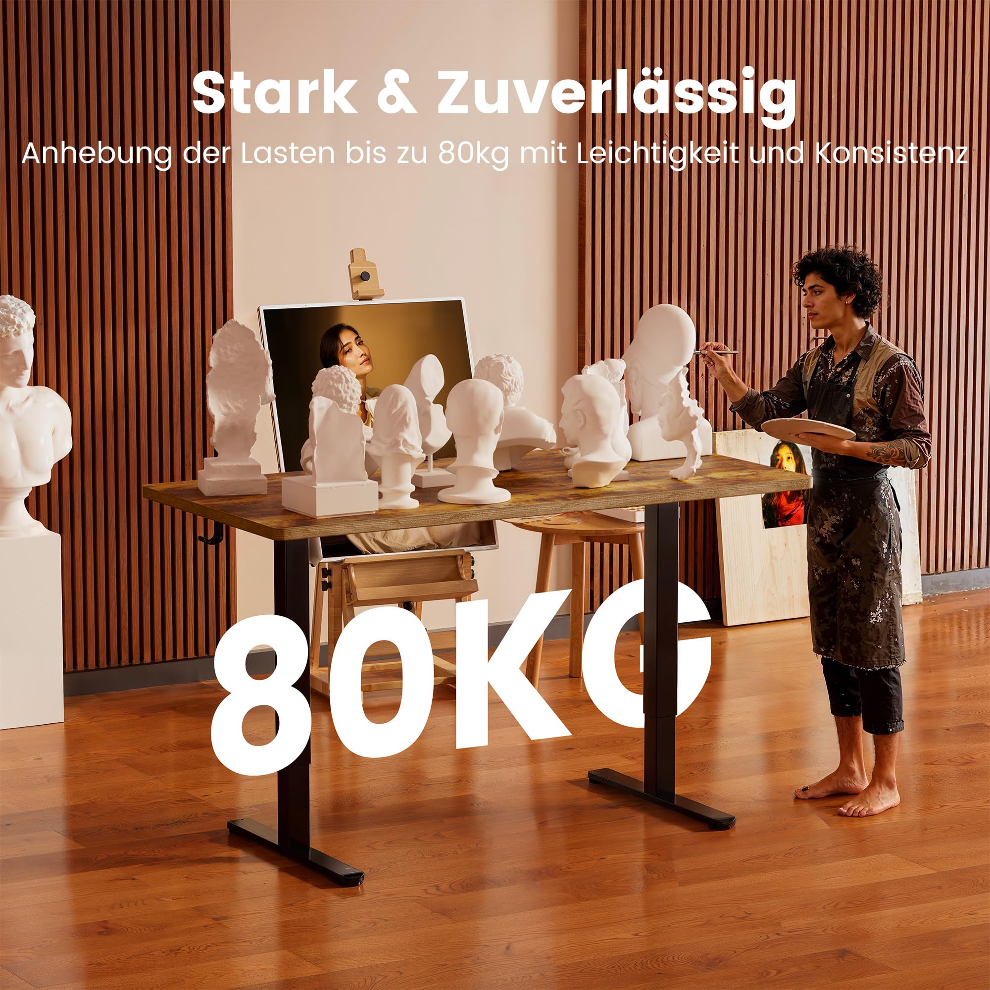 ErGear Elektrisch Höhenverstellbarer Schreibtisch 160 x 80 cm, Schreibtisch Höhenverstellbar mit 4-Gedächtnis-Smart-Pult für Home-Office mit Verbindungsplatte