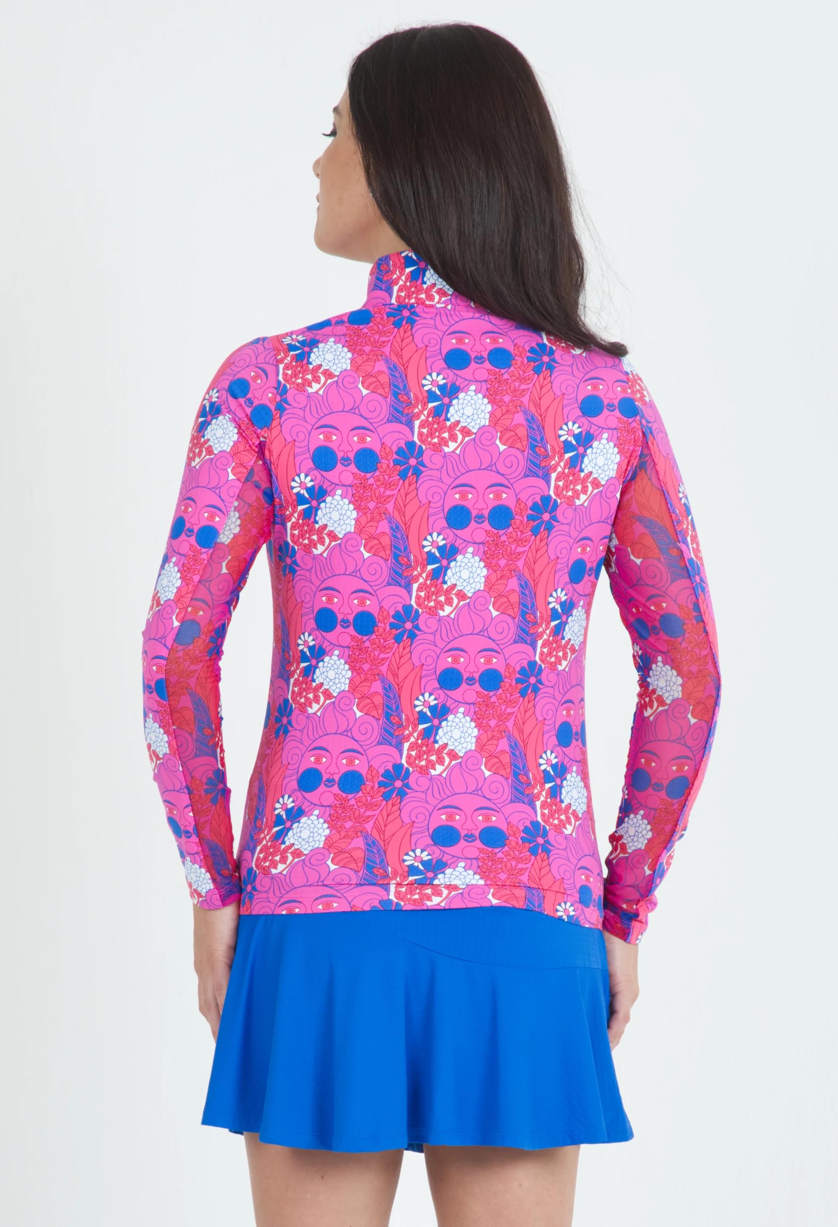 IBKUL 10760 Damen Sonnenschutz-Oberteil mit LSF 50+, Icefil Cooling Nadia Print, langärmelig, Mock-Neck