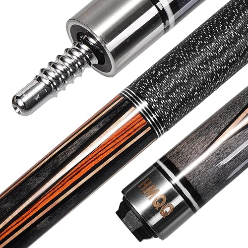 Taco de billar de arce prémium de 58 pulgadas, taco de billar de 2 piezas de 19 onzas con punta de cuero de 0.512 in, envoltura de lino, sistema de