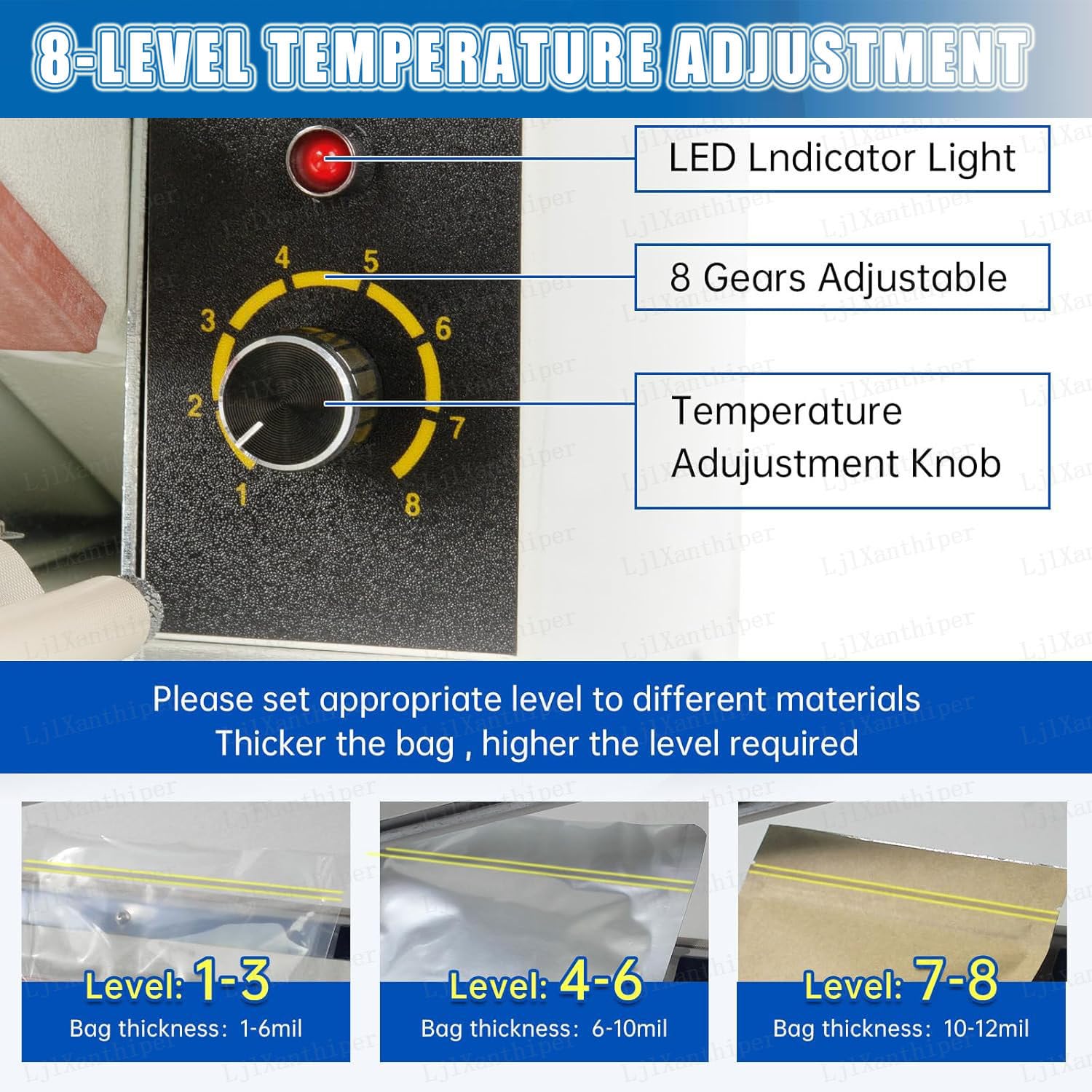 Selladora Bolsas de Plastico Manual,Sellador Manual Máquina De Envasado De Alimentos,8 Niveles De Temperatura,Sellado 8 Mm De Ancho,Ideal para Uso Doméstico Y Comercial 45mm