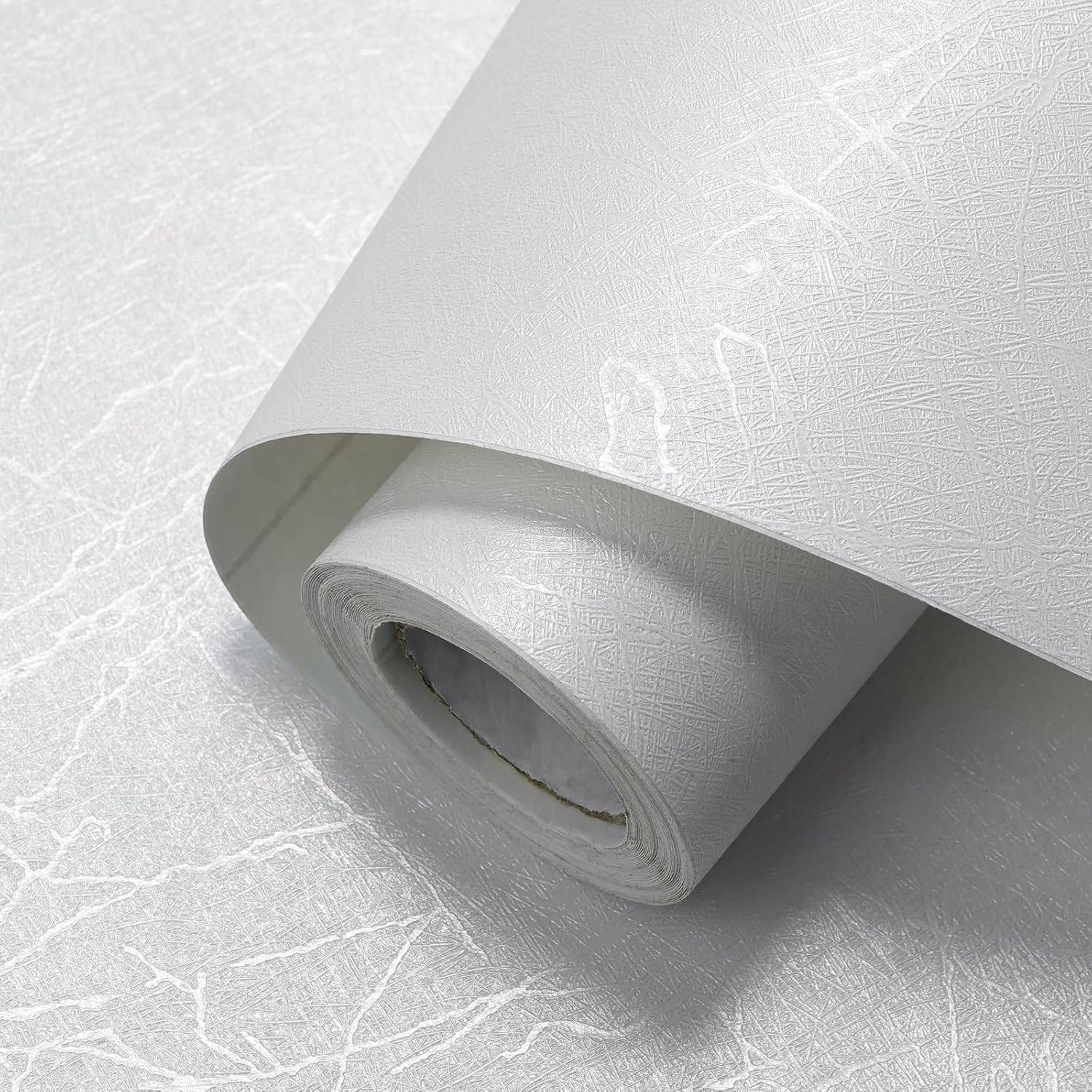 AADIVY® Self Adhesive Wallpaper | Waterproof PVC Peel & Stick Wall Covering for Kitchen, Cabinet & Furniture | 3D Embossed Hexagon Design, Matte White 45×600 cm