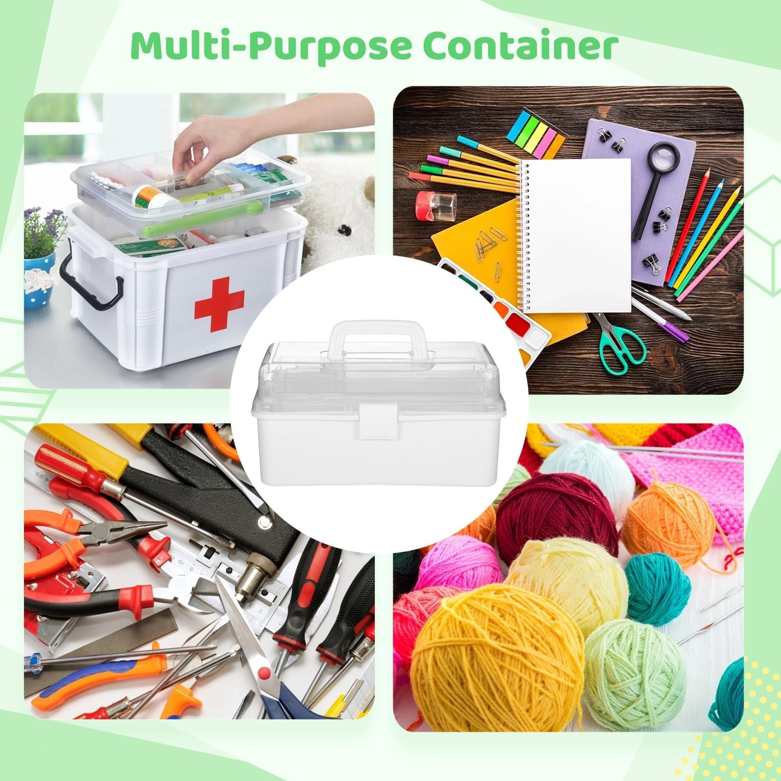 Folding Art Craft Tackle Box, 3-Layer Storage Organizer with Handle & 12 Mini Containers, Portable Multi-Purpose Storage for Crafts, Sewing, Fishing, Medicine : Arts, Crafts & Sewing