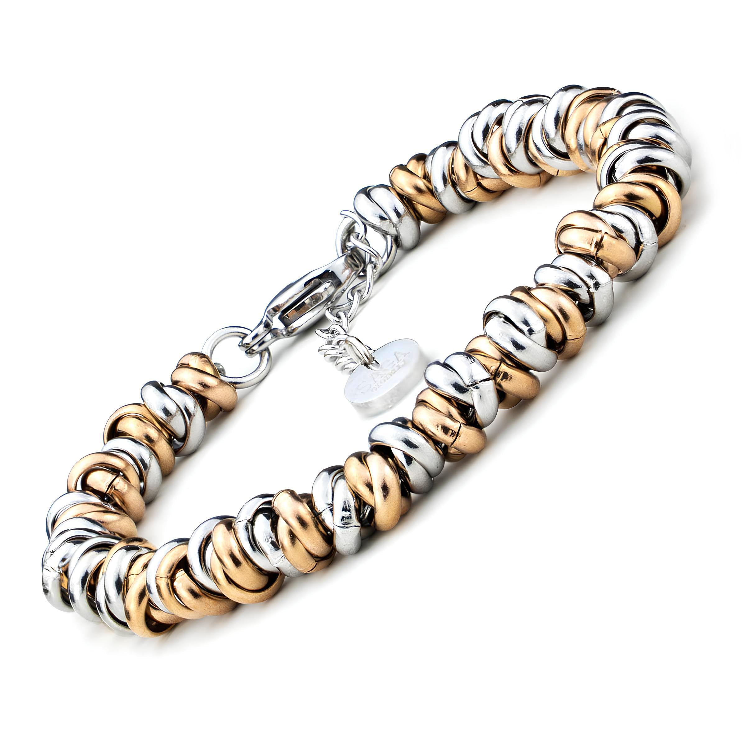 SAGA GIOIELLI® BRACCIALE DONNA INTRECCIATO NODINI ACCIAIO DIVERSI COLORI