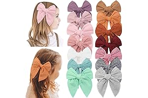 TOKUFAGU 6 Inch Elegant Handmade Cotton Hair Bows for Girls