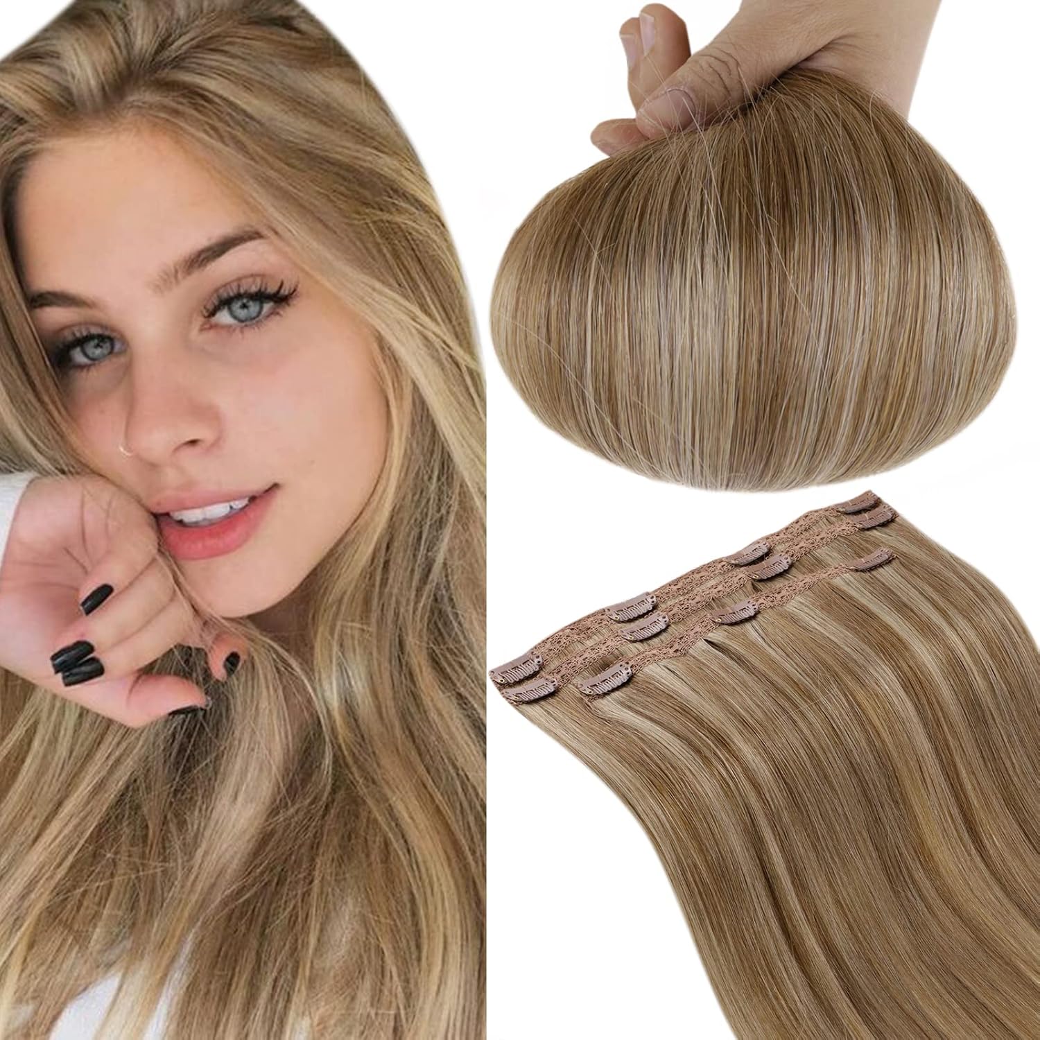 Clip In Extensions Echthaar Günstig Auf Rechnung RUNATURE Extensions Echthaar Clip in Blond mit Gold Blondine Echthaar