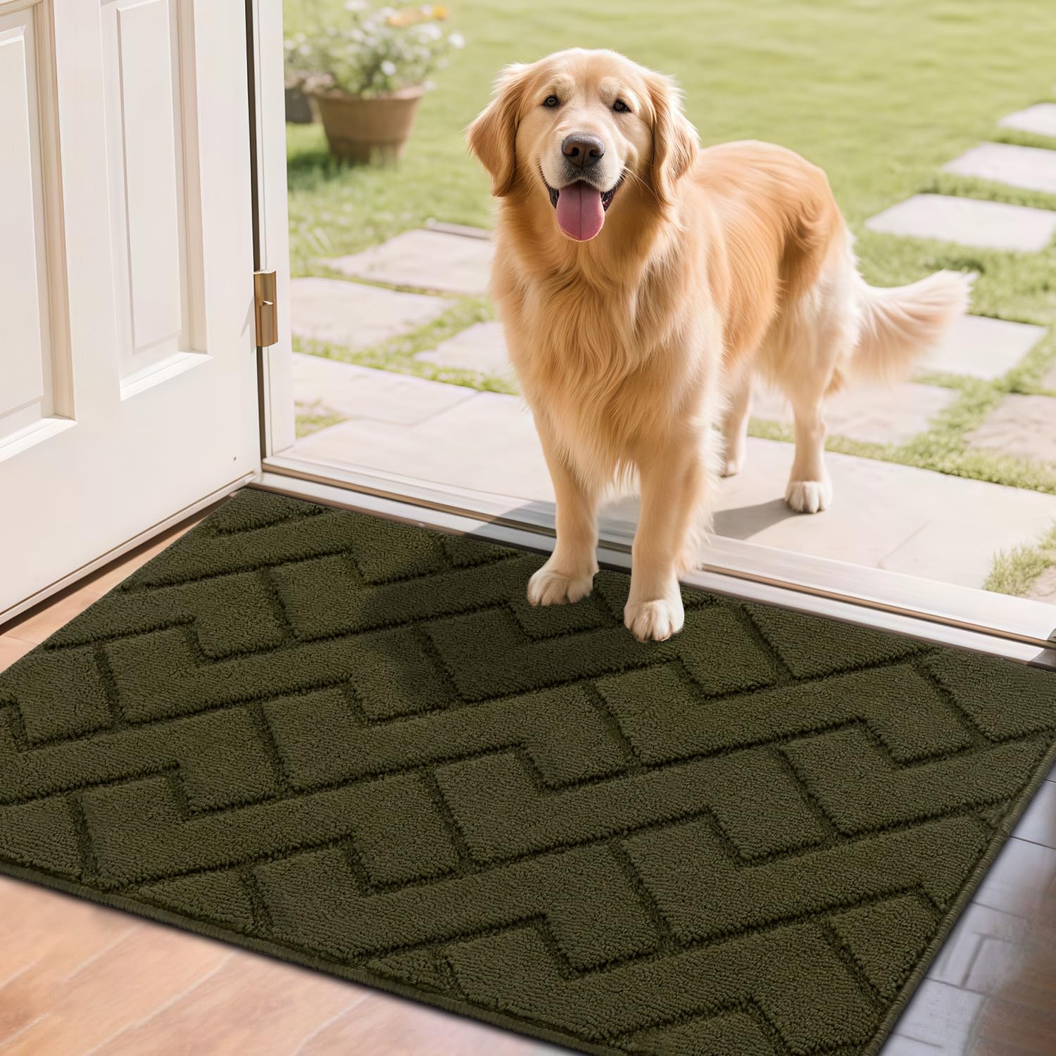 Biscpro Fußmatte Innen Außen Waschbar eingangsteppich innen Schmutzfangmatte rutschfest,Türmatte Innen Teppich für Eingang, Patio, Flur, Garten, Innen und Außen