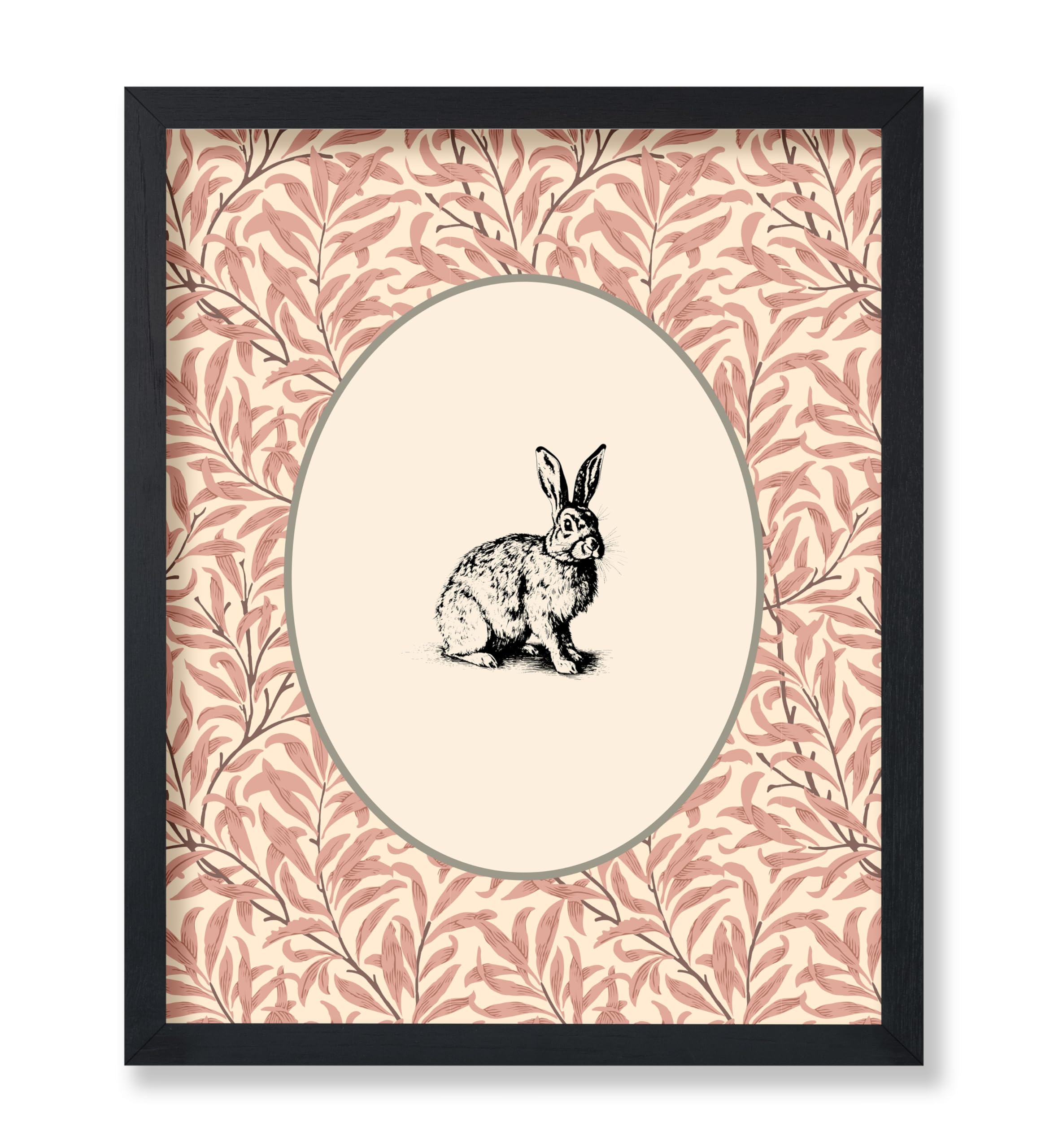 Poster Master Vintage Bunny Poster - Retro Rabbit Print - Easter Bunny Art - Floral Art - Flower Art - Farmhouse Art - Chic Boho Art - Aesthetic Kid's Room or Nursery Decor - 8x10 UNFRAMED Wall Art